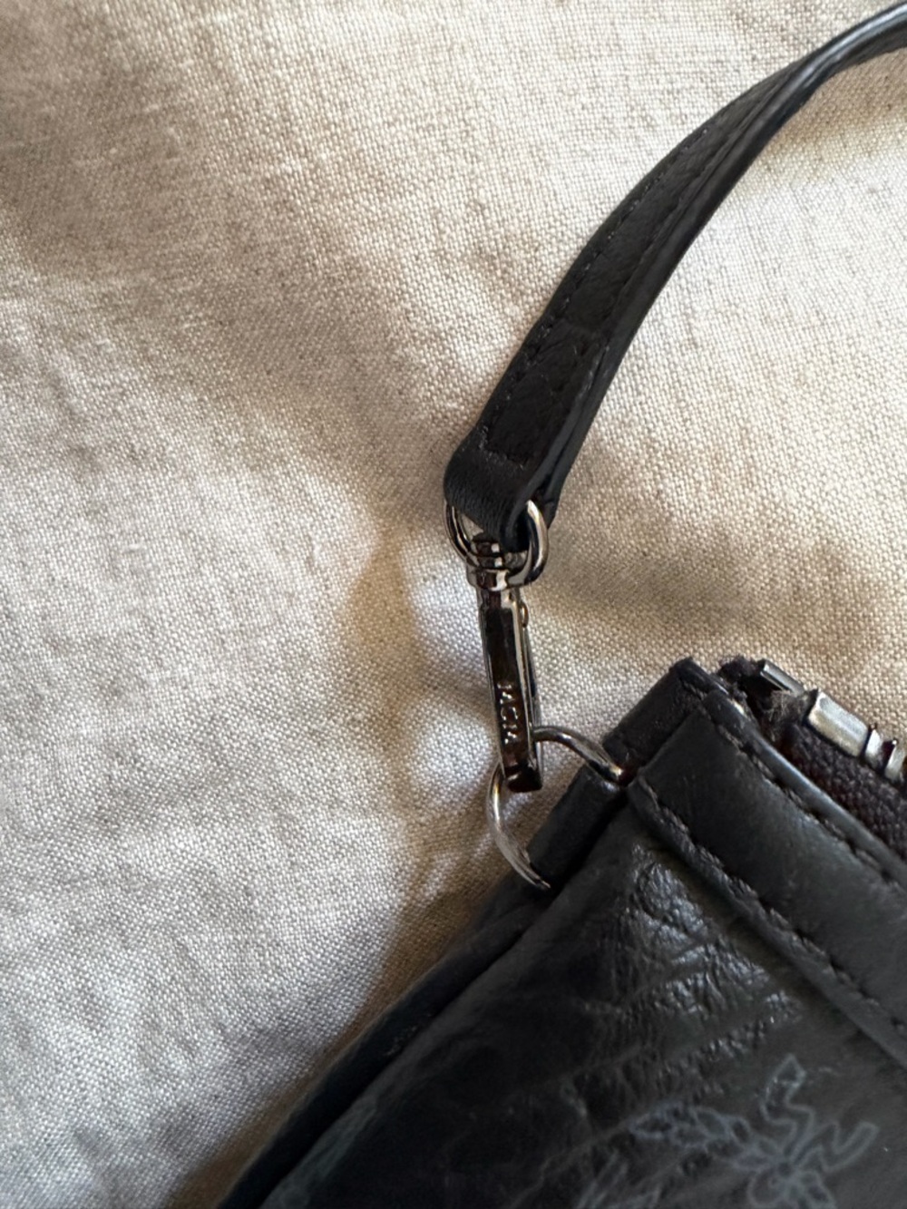 MCM Black Leather Shoulder Bag with Subtle Monogram - Picture 15 of 16